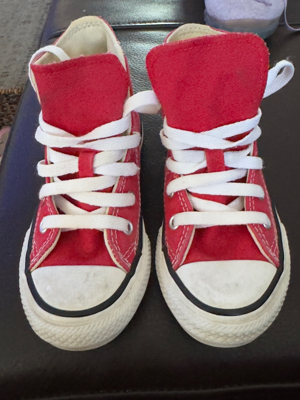 Converse Kids Red High-Top Canvas Sneakers with White Accents